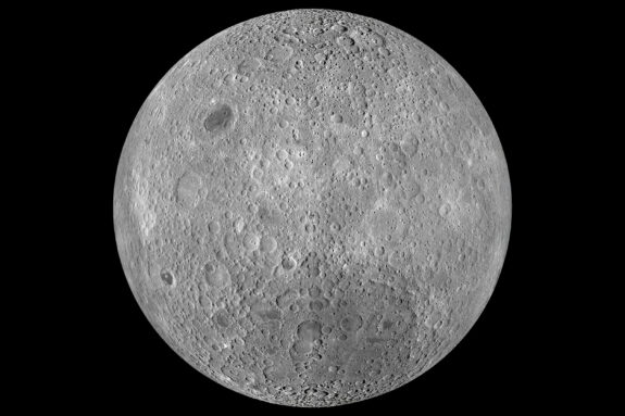 The crater-covered far side of the moon.