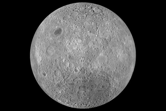 The crater-covered far side of the moon.