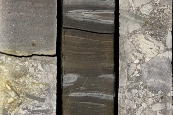 Three different rock core samples