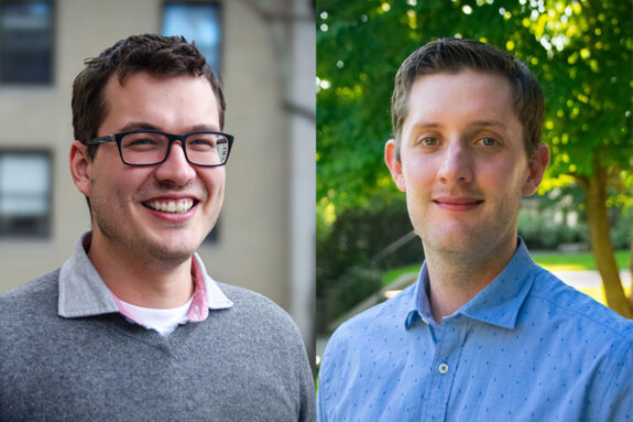 Side-by-side portraits of Matej Pec and Richard Teague.
