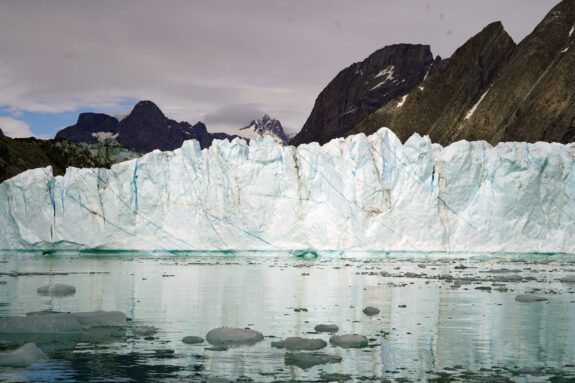 An ice cliff in Antarctica.